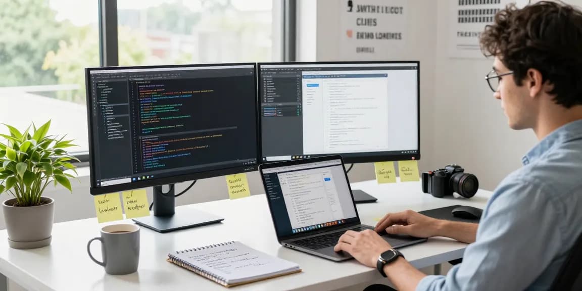 WPS Download in a modern software development workspace with coding tools and productivity elements.