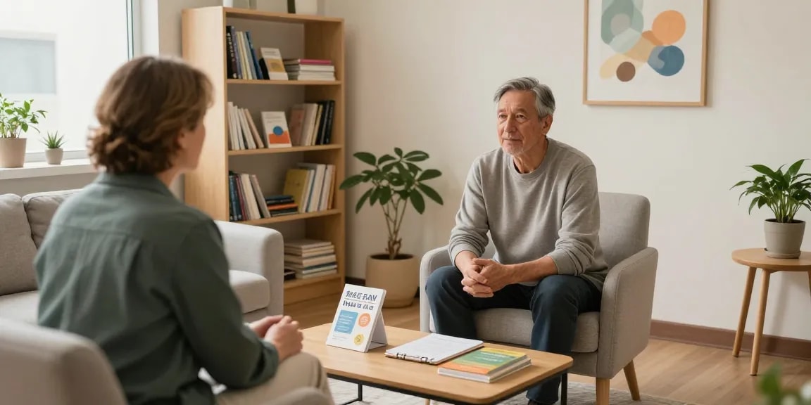 Veteran mental health clinic showcasing an engaging therapy session in a calming environment.