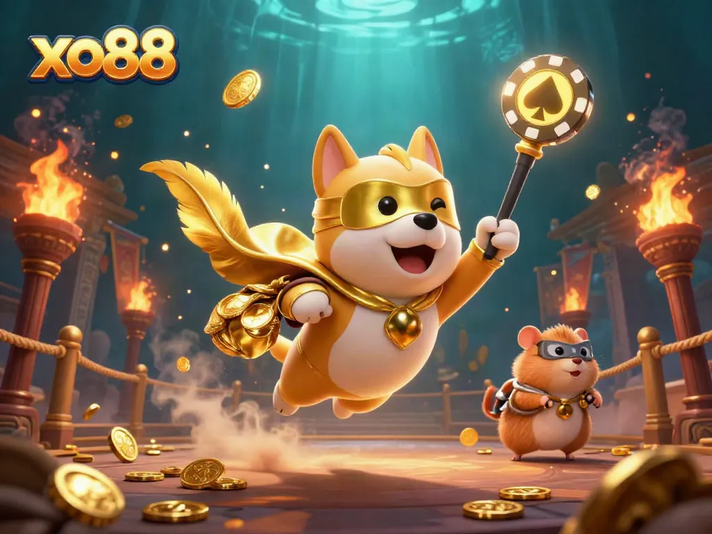 Experience thrilling wins at xo88 with a heroic dog and his hamster sidekick in an action-packed casino adventure.