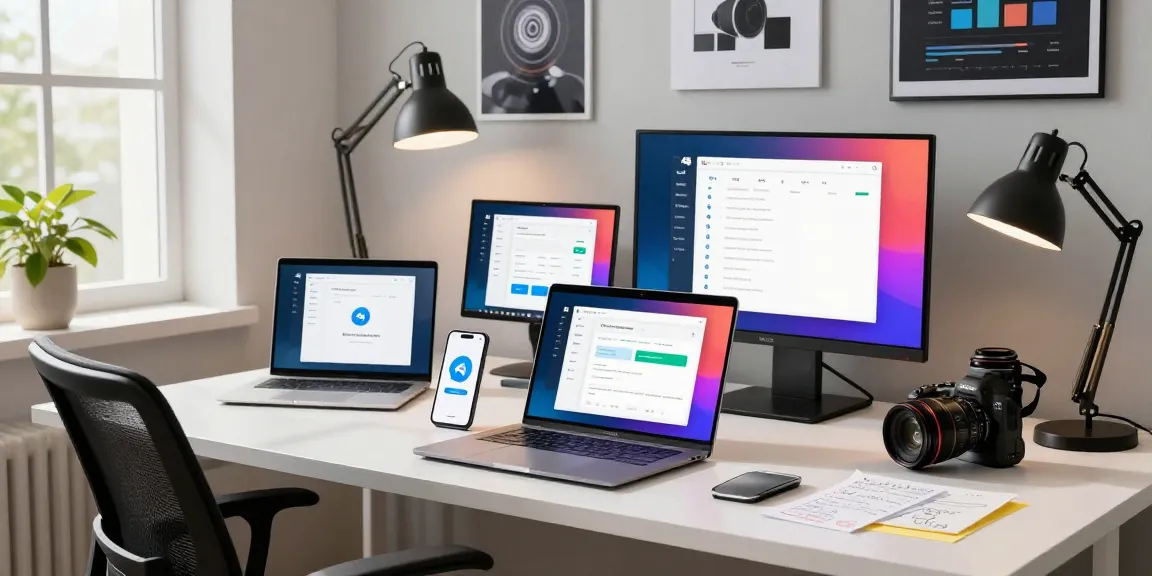 Engaging with Telegram Web Version on a laptop in a modern workspace, emphasizing productivity and technology.